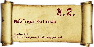 Mánya Relinda névjegykártya